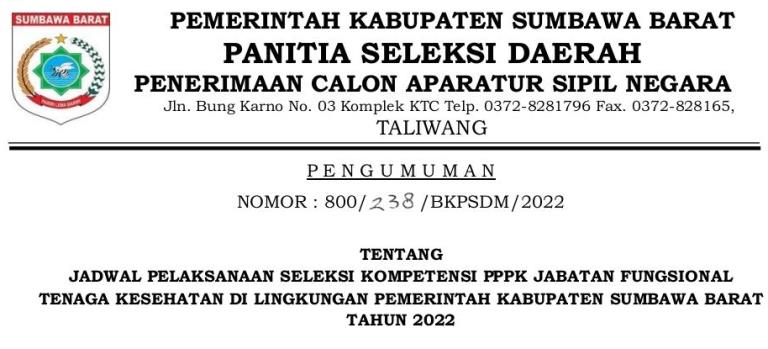 Pemerintah KSB Siap Laksanakan Seleksi Kompetensi PPPK Kesehatan