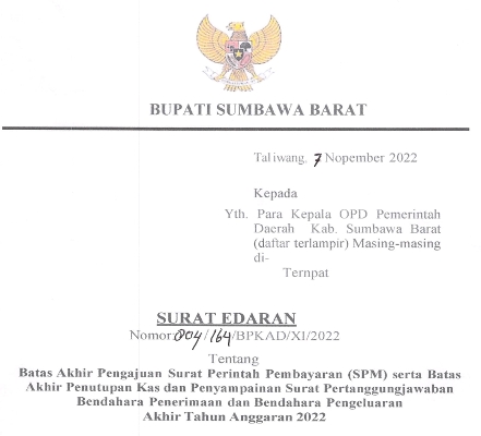 BPKAD KSB Ingatkan OPD Batas Akhir Pengajuan SPM dan Penutupan Kas