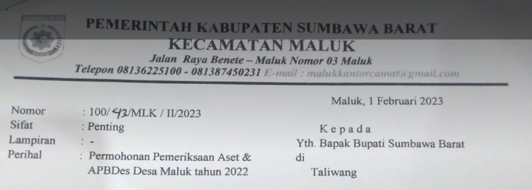 Camat Maluk Minta Pemeriksaan Aset dan APBDes Desa Maluk 2022